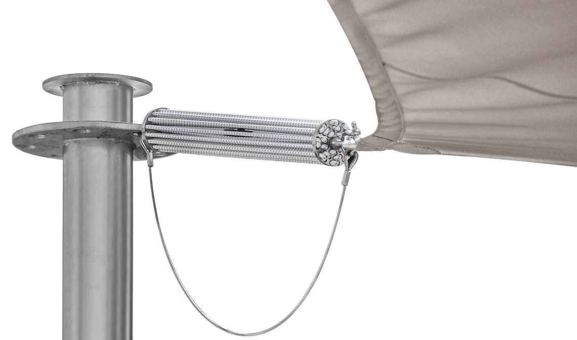 Dauerelastische Verbindung an den Aufhängungen Dauerelastische Verbindung an den Aufhängungen